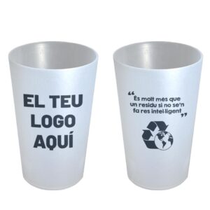 Gots personalitzats sobre medi ambient blancs de 30 cl de Sarau i més